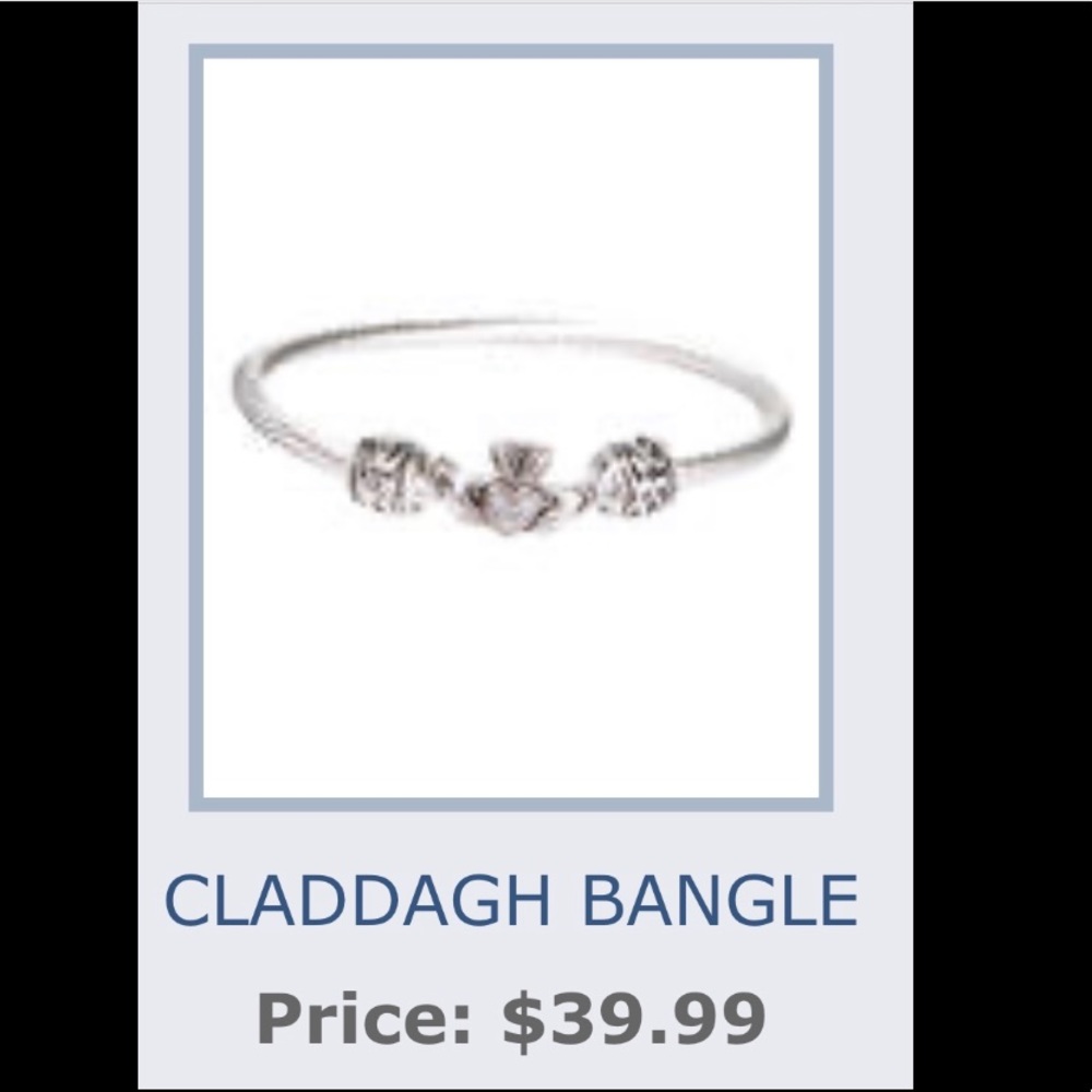 Silvertone Claddagh & Celtic Cable Bangle
